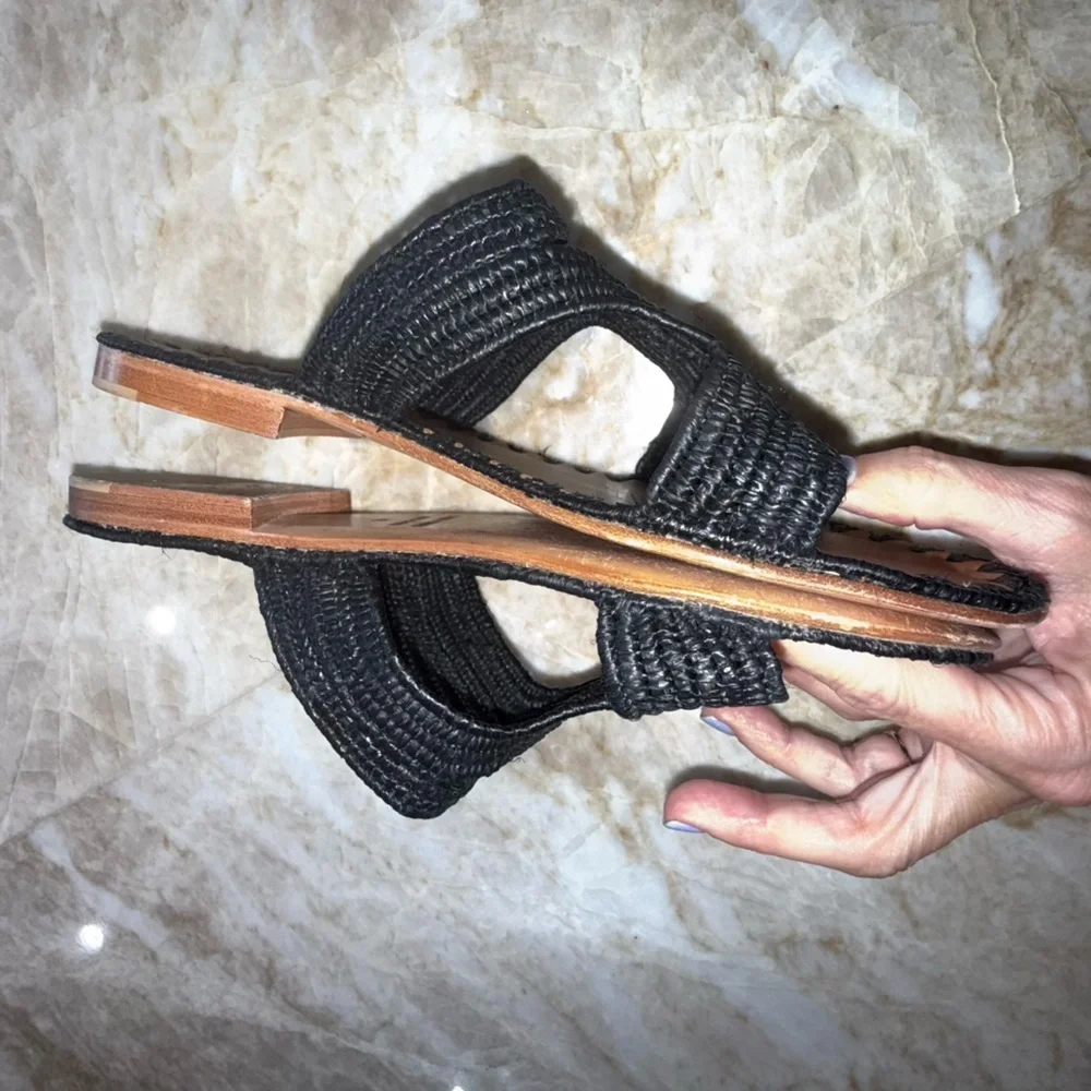Carrie Forbes Tana woven black Raffia hand made sandals. 40 - Picture 4 of 9